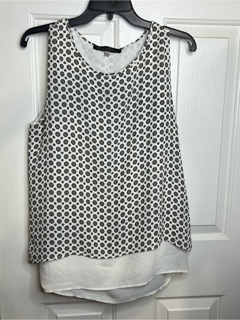 Rose & Olive Black and White Polka Dot Layered Camisole. 
14-05